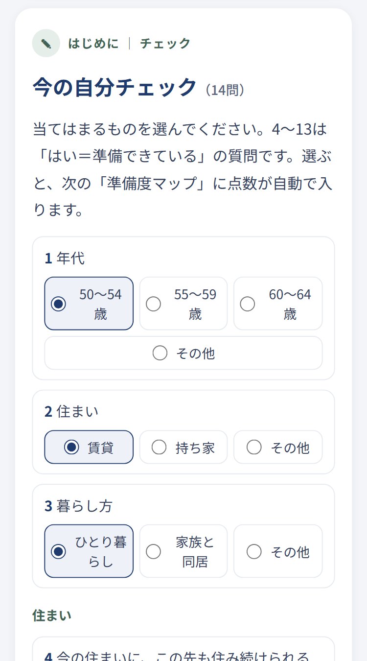 記入例:14問の「今の自分チェック」に答えた画面
